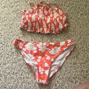Floral salmon bikini with removable straps
